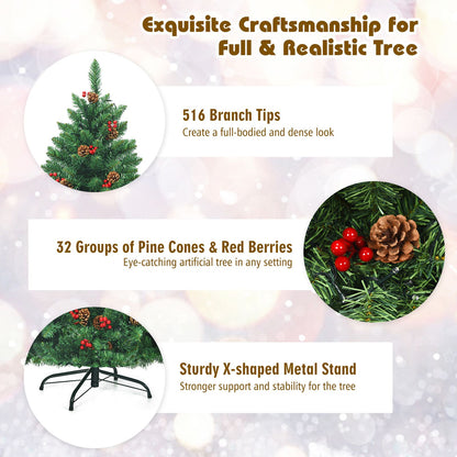 Artificial Christmas Tree 4.5FT Hinged Christmas Tree with 516 Branch Tips