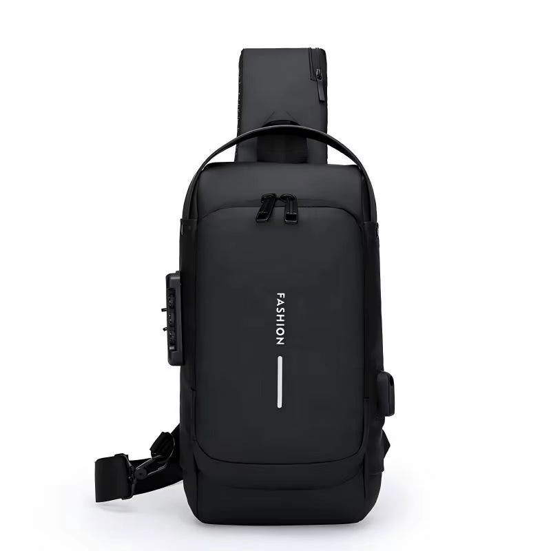 Waterproof Anti-Theft Nylon Men'S Chest Bags with USB Multi-Function Travel Messenger Cross Body Sling Chest Bag for Men