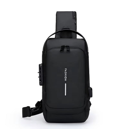 Waterproof Anti-Theft Nylon Men'S Chest Bags with USB Multi-Function Travel Messenger Cross Body Sling Chest Bag for Men