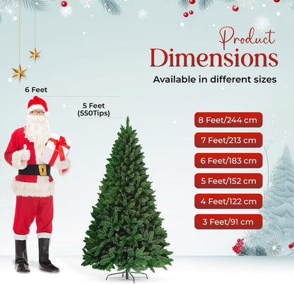 3FT-8FT Christmas Tree Pine Bushy Green Artificial Xmas Tree with Metal Stand UK