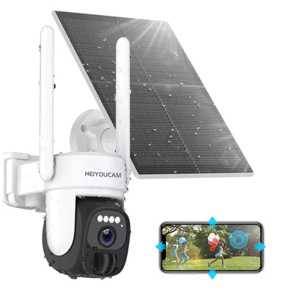 Security Cameras Wireless Outdoor, 2K Solar Security Camera Outdoor 360°PTZ, PIR Motion Detection,Color Night Vision, 2-Way Talk