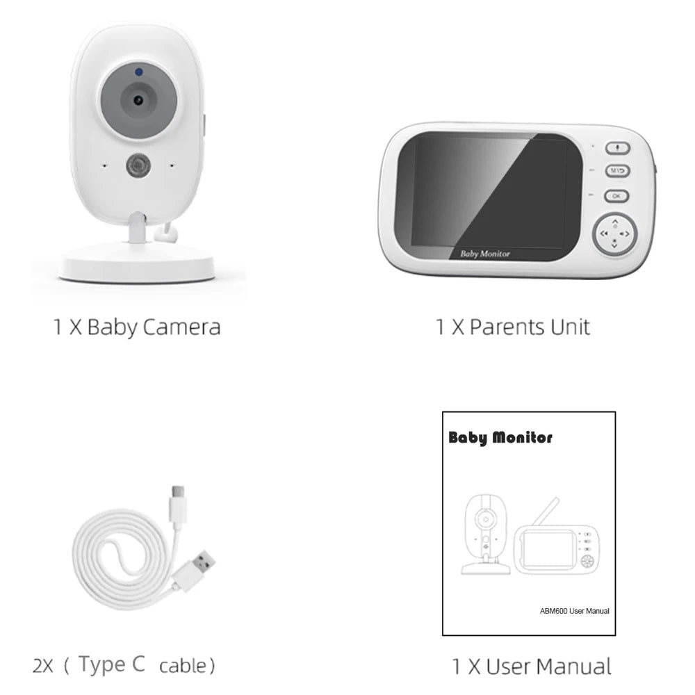 3.5'' Video Baby Monitor 2.4G Mother Kid 2 Way Audio Talk Night Vision Security Cameras Video Surveillance Cam with Temperature
