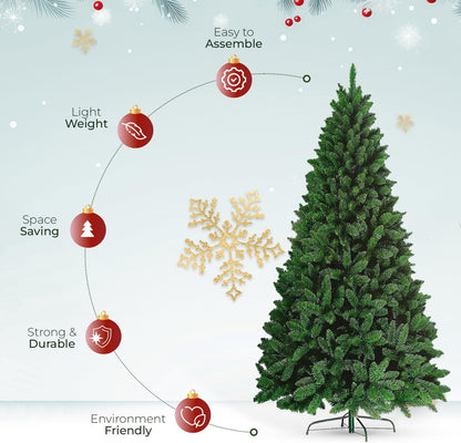 3FT-8FT Christmas Tree Pine Bushy Green Artificial Xmas Tree with Metal Stand UK