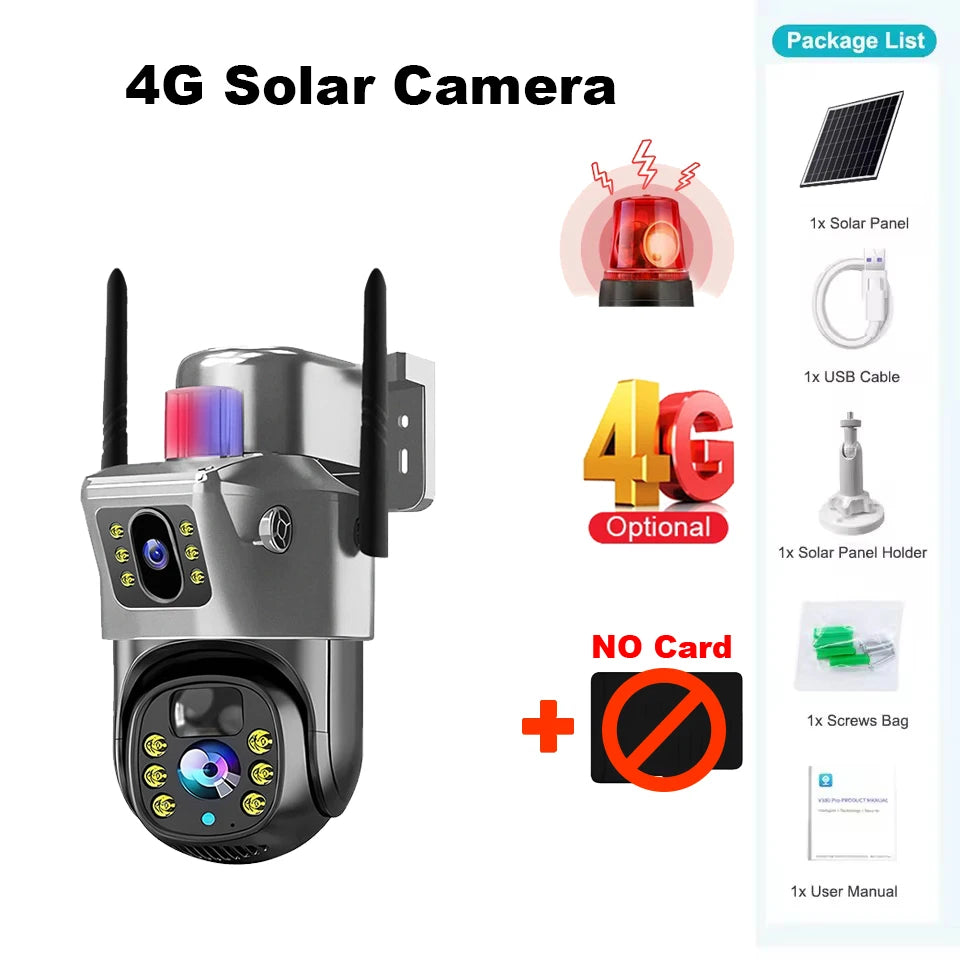 4G Solar Camera Outdoor Waterproof Wifi Security Cameras 4K 8MP HD Color Night Vision IP Wireless CCTV Surveillance PTZ Network
