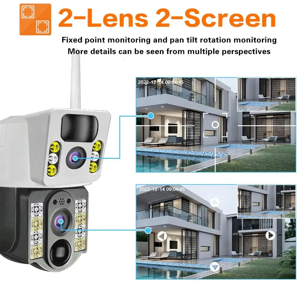 4G Solar Camera 4G SIM Card Wifi Dual Lens 8MP HD Night Vision IP CCTV Surveillance PTZ PIR Human Detection Alarm Waterproof