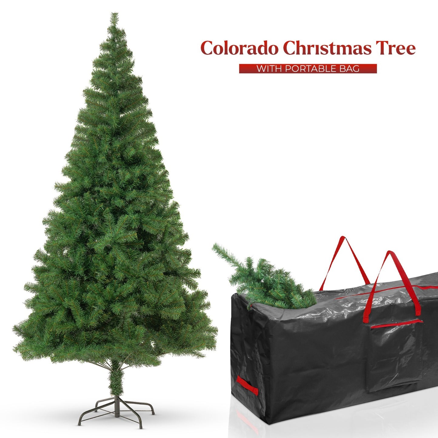 3FT-8FT Christmas Tree Pine Bushy Green Artificial Xmas Tree with Metal Stand UK