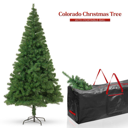 3FT-8FT Christmas Tree Pine Bushy Green Artificial Xmas Tree with Metal Stand UK