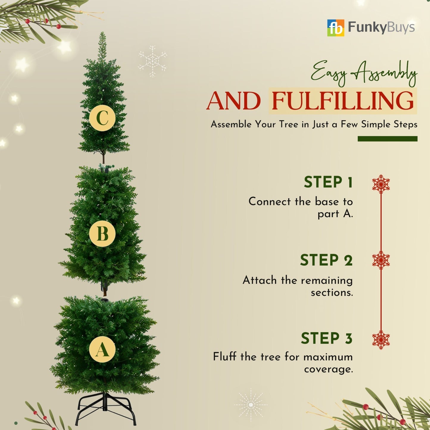 3FT-8FT Christmas Tree Pine Bushy Green Artificial Xmas Tree with Metal Stand UK