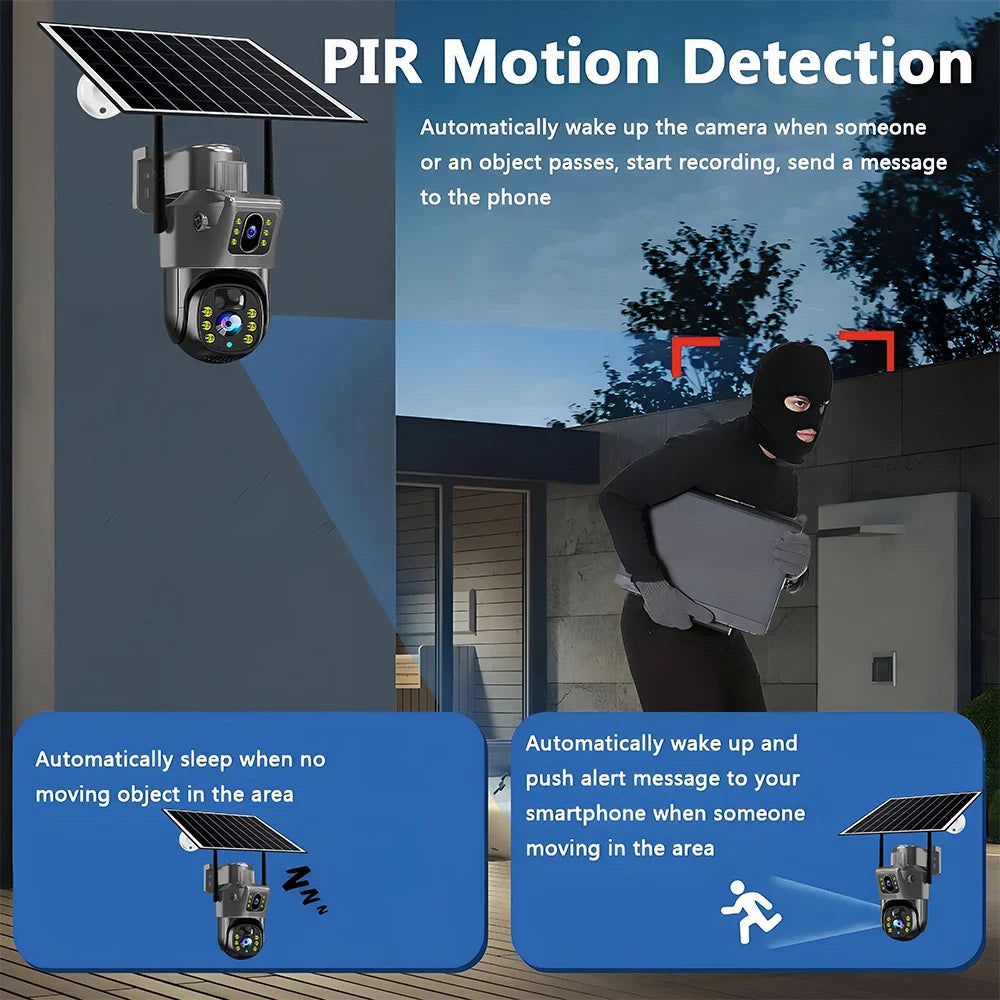 4G Solar Camera Outdoor Waterproof Wifi Security Cameras 4K 8MP HD Color Night Vision IP Wireless CCTV Surveillance PTZ Network