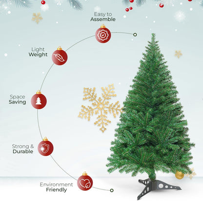 3FT-8FT Christmas Tree Pine Bushy Green Artificial Xmas Tree with Metal Stand UK