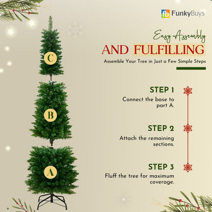 3FT-8FT Christmas Tree Pine Bushy Green Artificial Xmas Tree with Metal Stand UK