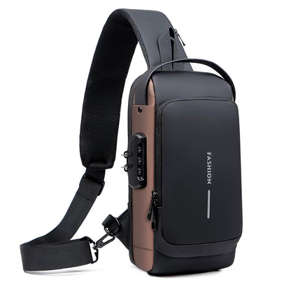 Waterproof Anti-Theft Nylon Men'S Chest Bags with USB Multi-Function Travel Messenger Cross Body Sling Chest Bag for Men