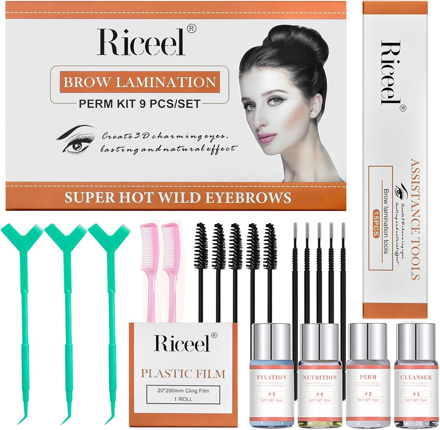 Eyebrow Lamination Kit,Professional Brow Lift Kit Premium Eyebrow Lift Kit Trendy Fuller Brow Look Semi-Permanent Tinting Make Brow Lifted Suitable Result Lasts 6 Weeks for Home Salon Makeup Use