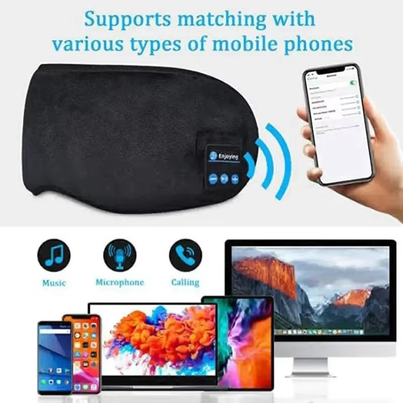 Eye Mask Sleep Headphones Bluetooth Sleeping Headphones Bluetooth Headband Soft Elastic Comfortable Wireless Music Earphones