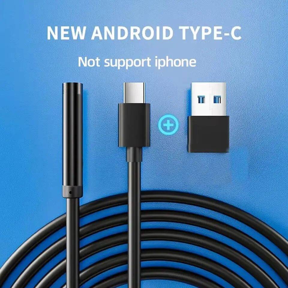 7.0MM TYPE-C Endoscope Camera IP67 Waterproof 6 Leds Adjustable USB Android Flexible Inspection Borescope Cameras for Phone PC