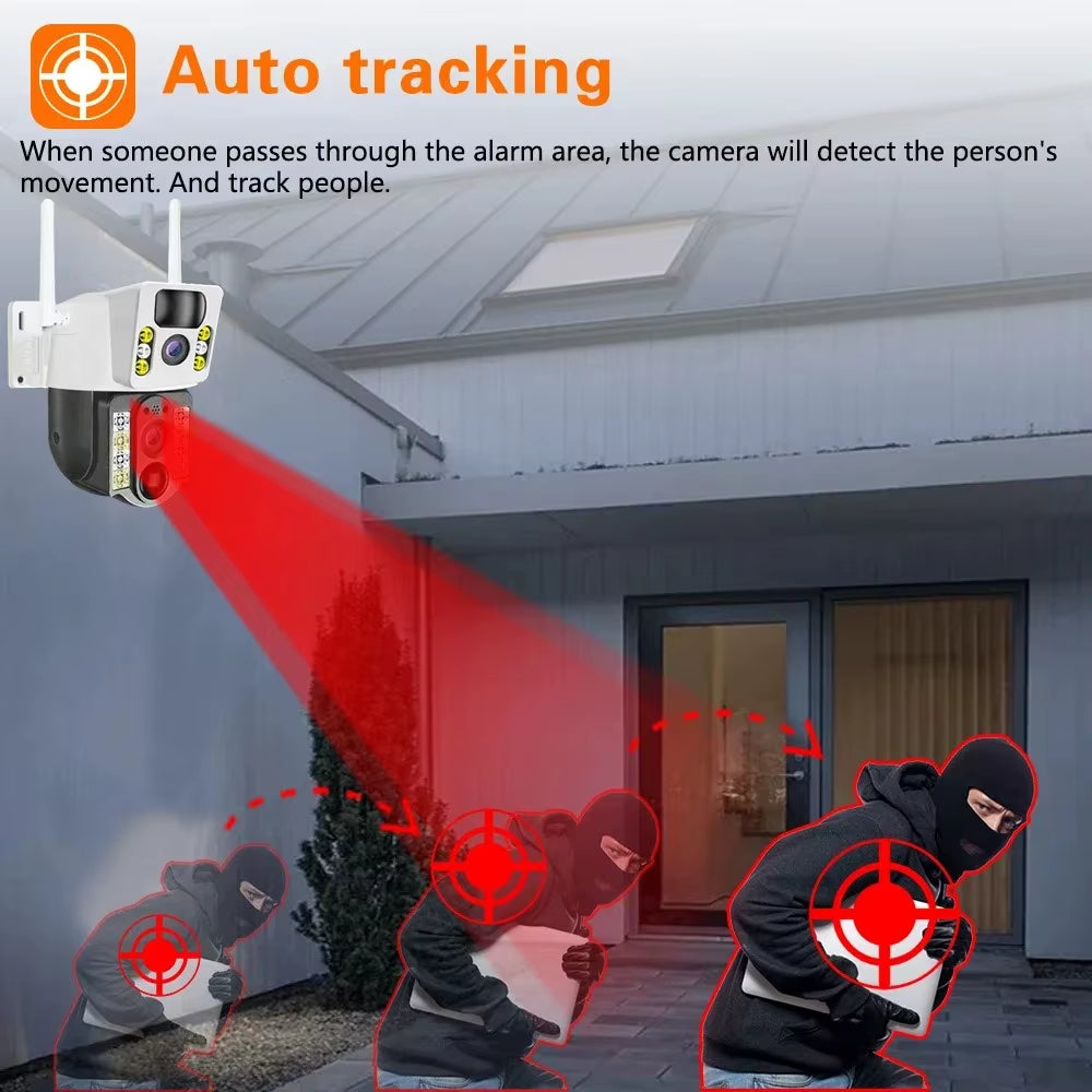 4G Solar Camera 4G SIM Card Wifi Dual Lens 8MP HD Night Vision IP CCTV Surveillance PTZ PIR Human Detection Alarm Waterproof