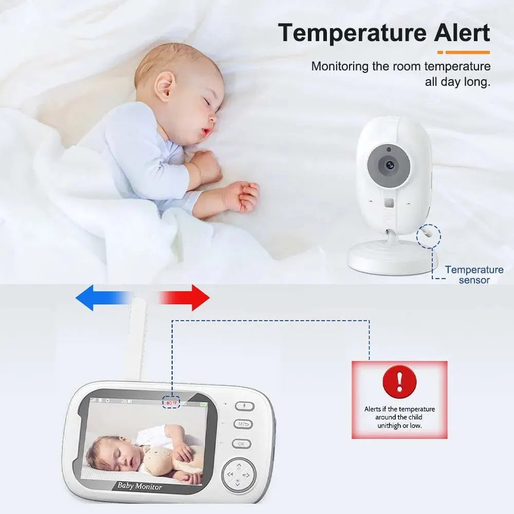 3.5'' Video Baby Monitor 2.4G Mother Kid 2 Way Audio Talk Night Vision Security Cameras Video Surveillance Cam with Temperature