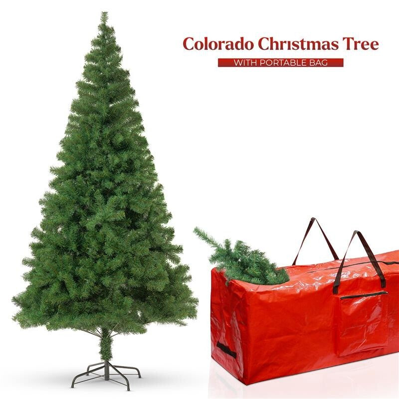 3FT-8FT Christmas Tree Pine Bushy Green Artificial Xmas Tree with Metal Stand UK