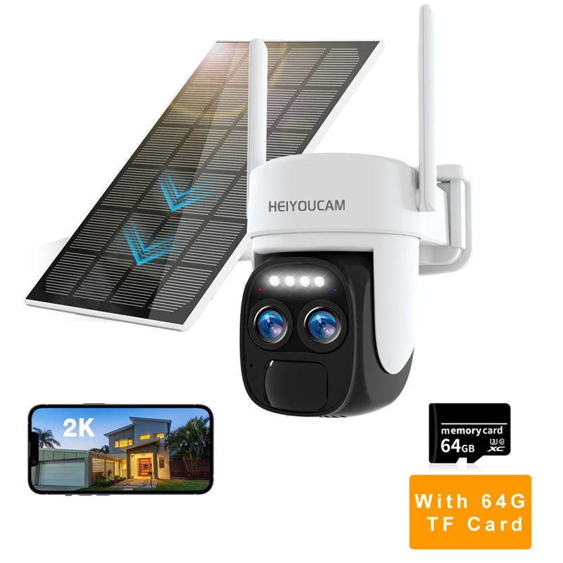Security Cameras Wireless Outdoor Solar,2K Battery Powered Outdoor Cameras, PIR Motion Detection,2-Way Talk, IP66 Waterproof