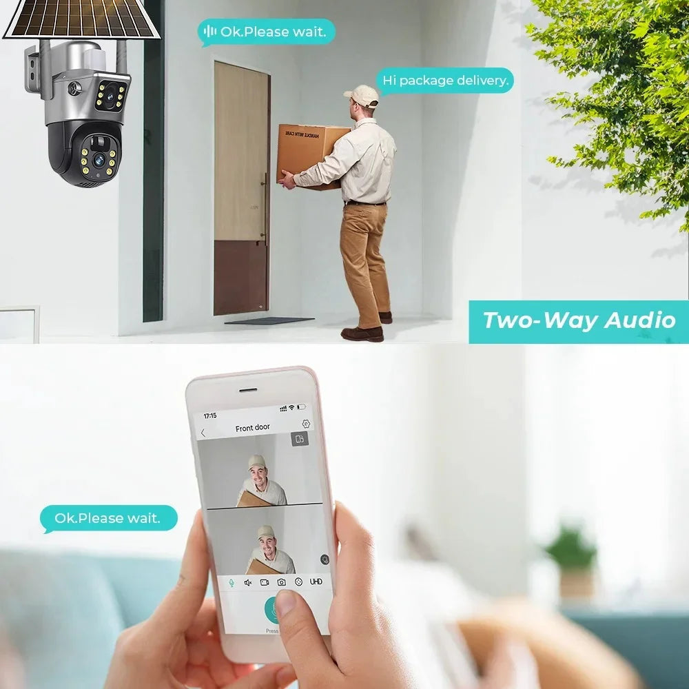 4G Solar Camera Outdoor Waterproof Wifi Security Cameras 4K 8MP HD Color Night Vision IP Wireless CCTV Surveillance PTZ Network