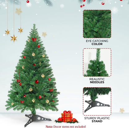 3FT-8FT Christmas Tree Pine Bushy Green Artificial Xmas Tree with Metal Stand UK