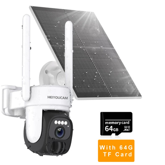 Security Cameras Wireless Outdoor, 2K Solar Security Camera Outdoor 360°PTZ, PIR Motion Detection,Color Night Vision, 2-Way Talk