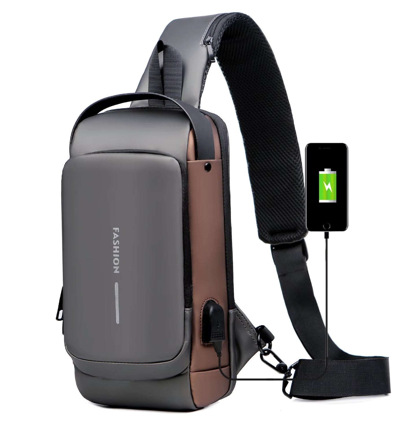 Waterproof Anti-Theft Nylon Men'S Chest Bags with USB Multi-Function Travel Messenger Cross Body Sling Chest Bag for Men
