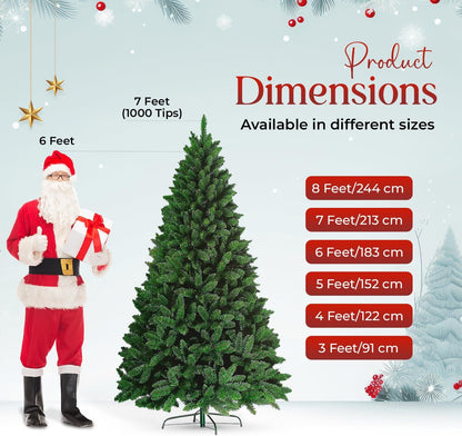 3FT-8FT Christmas Tree Pine Bushy Green Artificial Xmas Tree with Metal Stand UK