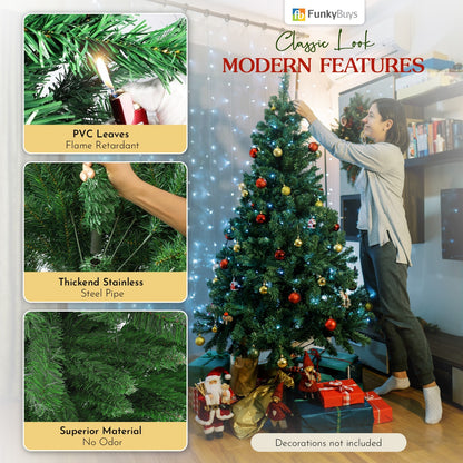 3FT-8FT Christmas Tree Pine Bushy Green Artificial Xmas Tree with Metal Stand UK