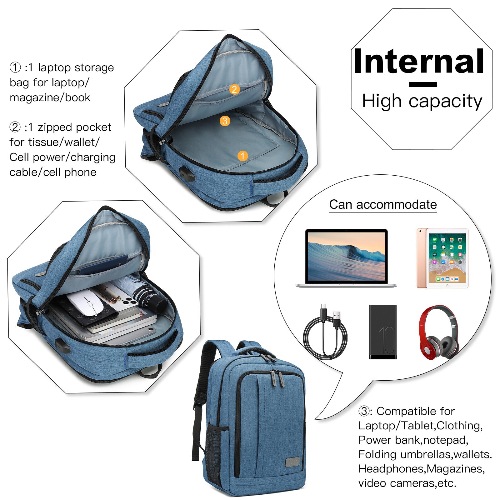 Large Laptop Backpack for 17.3" Laptops | Travel Rucksack for Men & Women