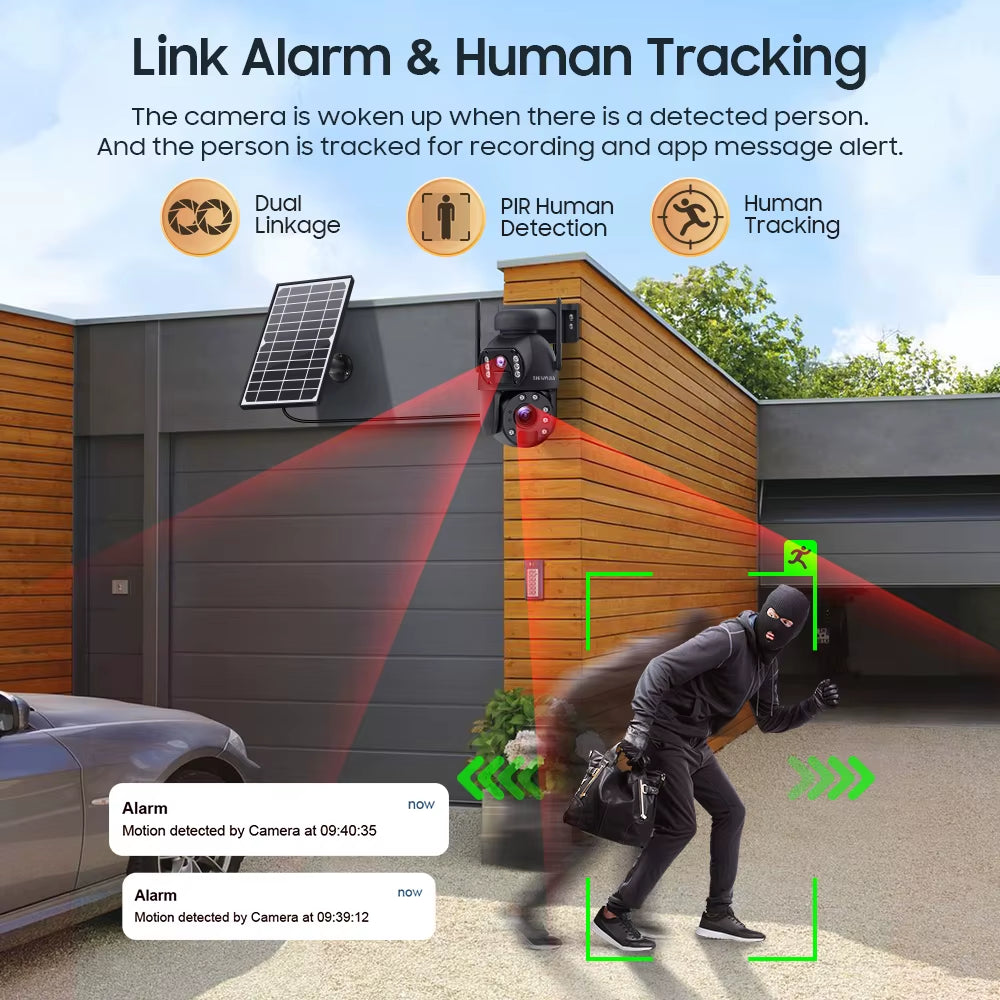 SHIWOJIA 50X ZOOM 12MP 4G Sim Solar Camera Outdoor 360° Wireless WIFI Battery Security Cameras Solar Panel PIR Night Vision