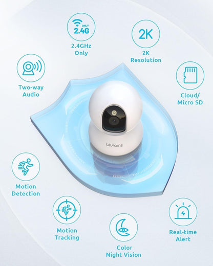 Blurams Pet Camera 2K, Indoor Cameras, Dog Camera, 360° Home Security Cameras, C