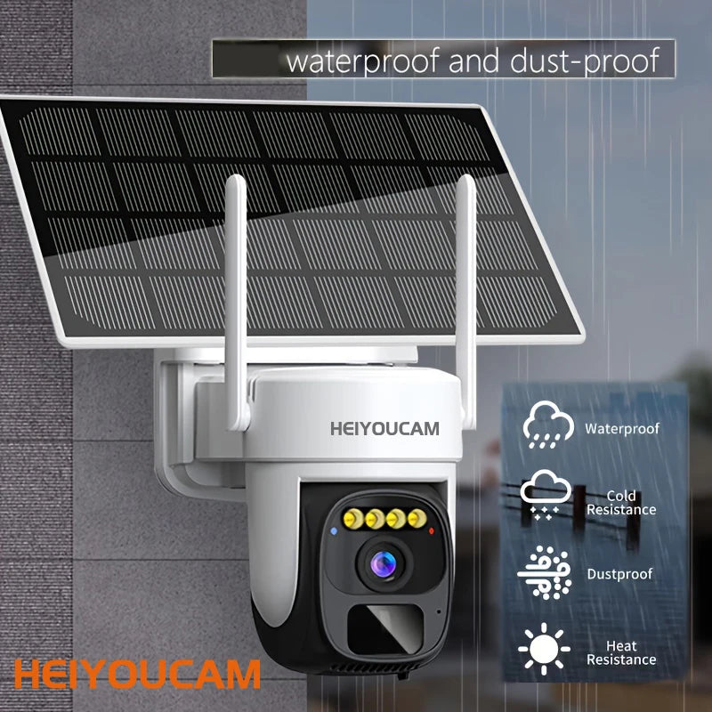 Security Cameras Wireless Outdoor, 2K Solar Security Camera Outdoor 360°PTZ, PIR Motion Detection,Color Night Vision, 2-Way Talk