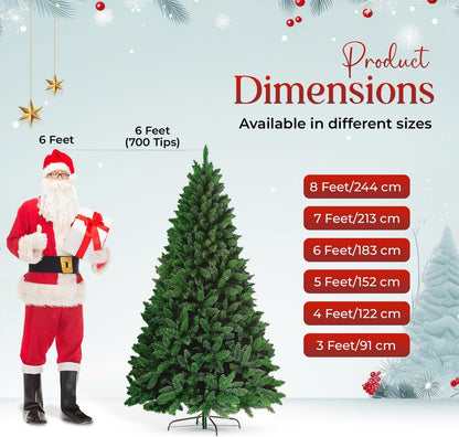 3FT-8FT Christmas Tree Pine Bushy Green Artificial Xmas Tree with Metal Stand UK